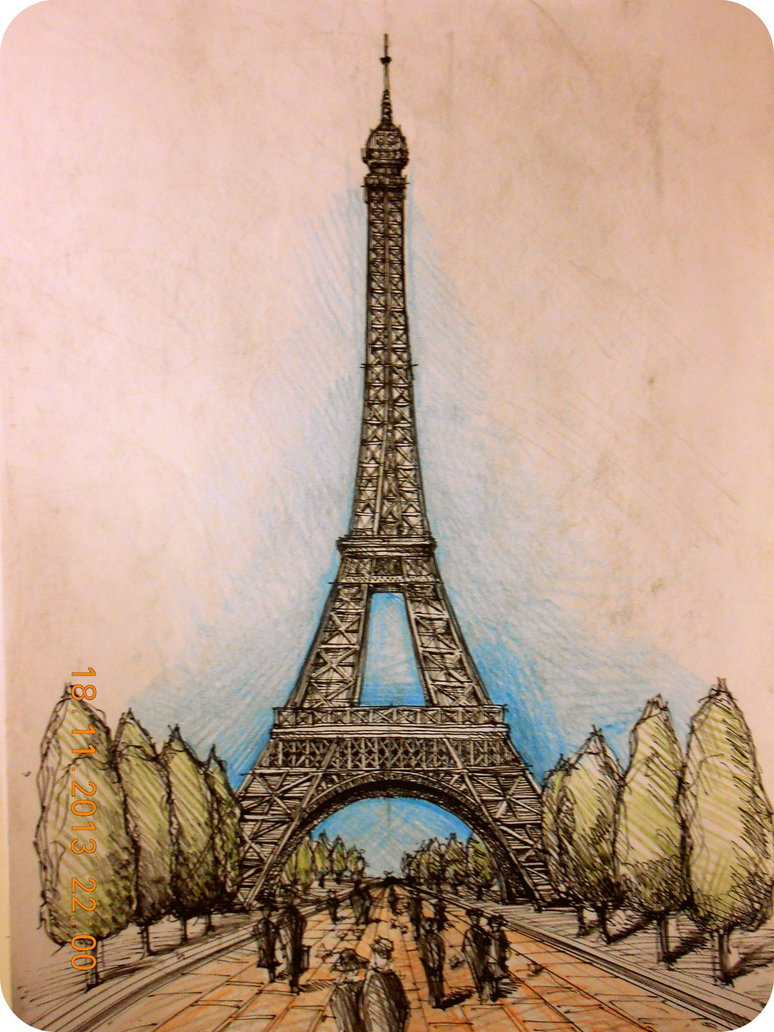 774x1032 Paris Landscape Drawing Eiffel Tower Parisamandabloom
