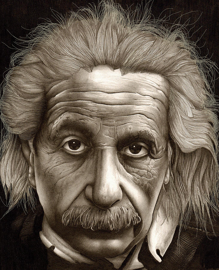 731x900 Albert Einstein Millenium Man Drawing By Lee Appleby
