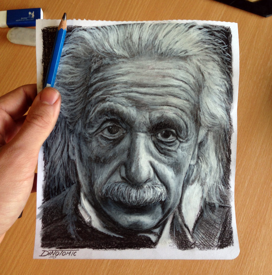 888x899 Albert Einstein Pencil Drawing ( Pocket Size ) By Atomiccircus