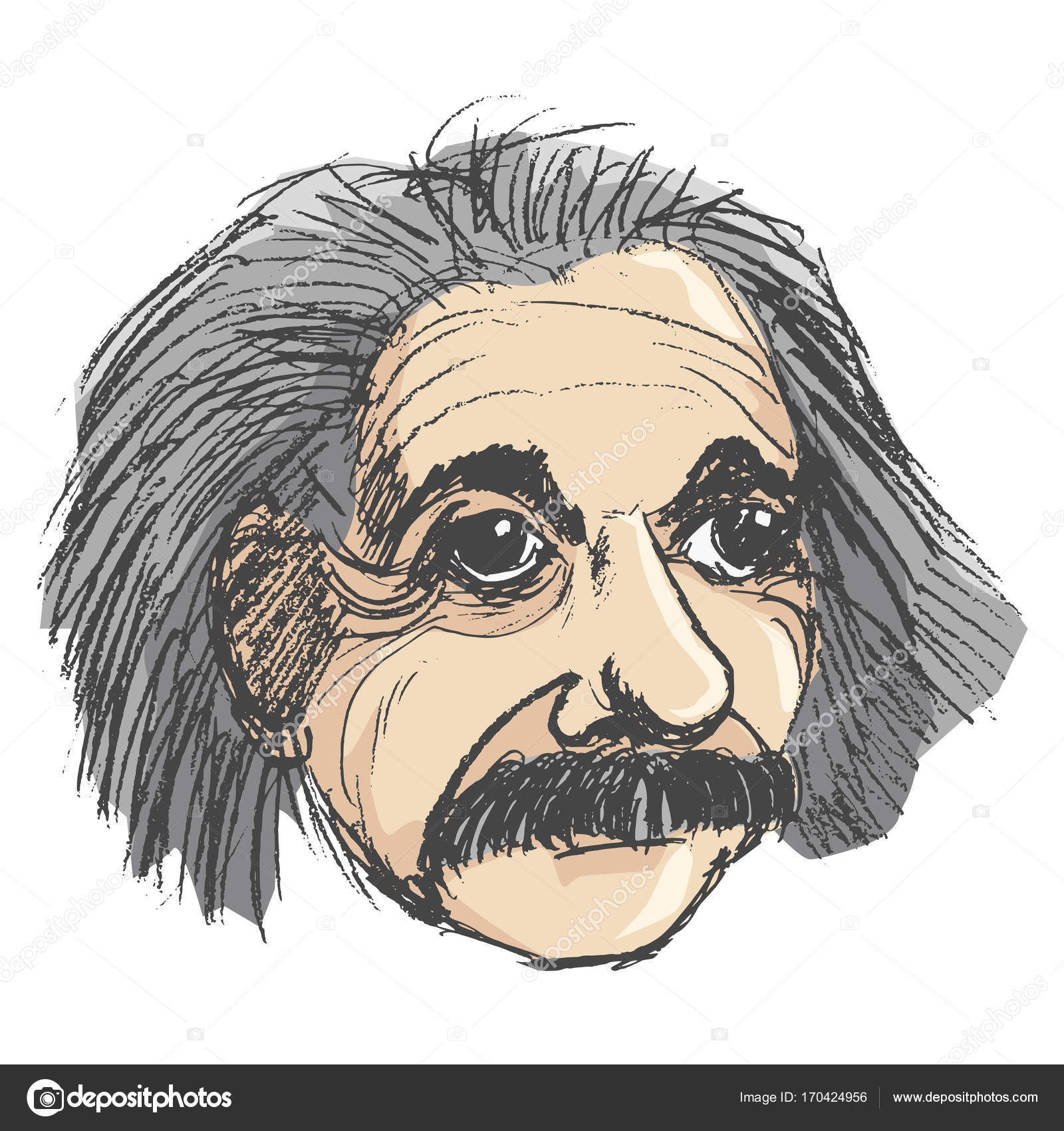 1600x1700 Portrait Of Albert Einstein Stock Vector Perysty