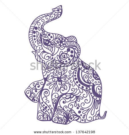 450x470 Elephant Silhouette Trunk Up