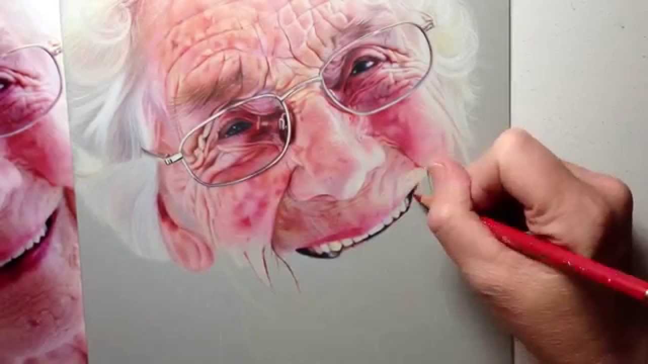 1280x720 Photorealistic Speed Drawing Of An Elderly Lady