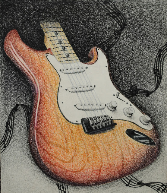 554x640 Electric Guitar Drawing Colored Pencil Pencil Passion