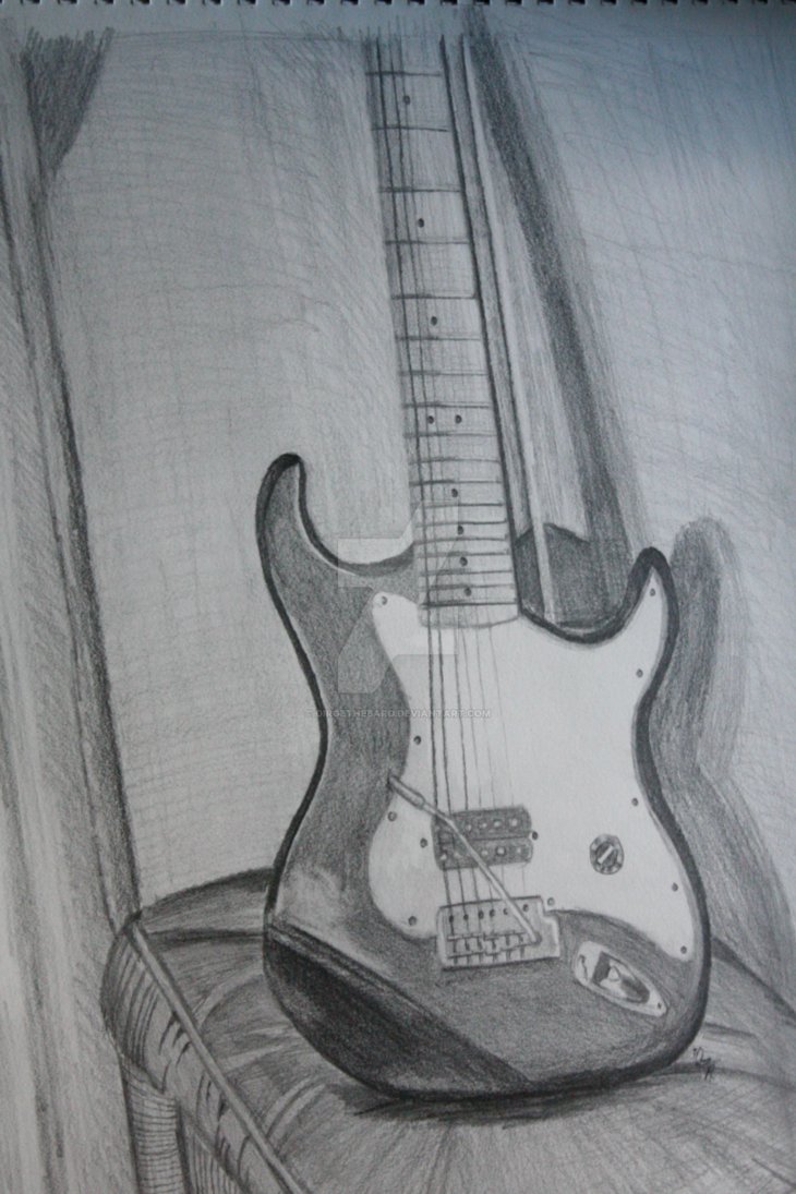 730x1095 Electric Guitar Pencil By Dirgethebard