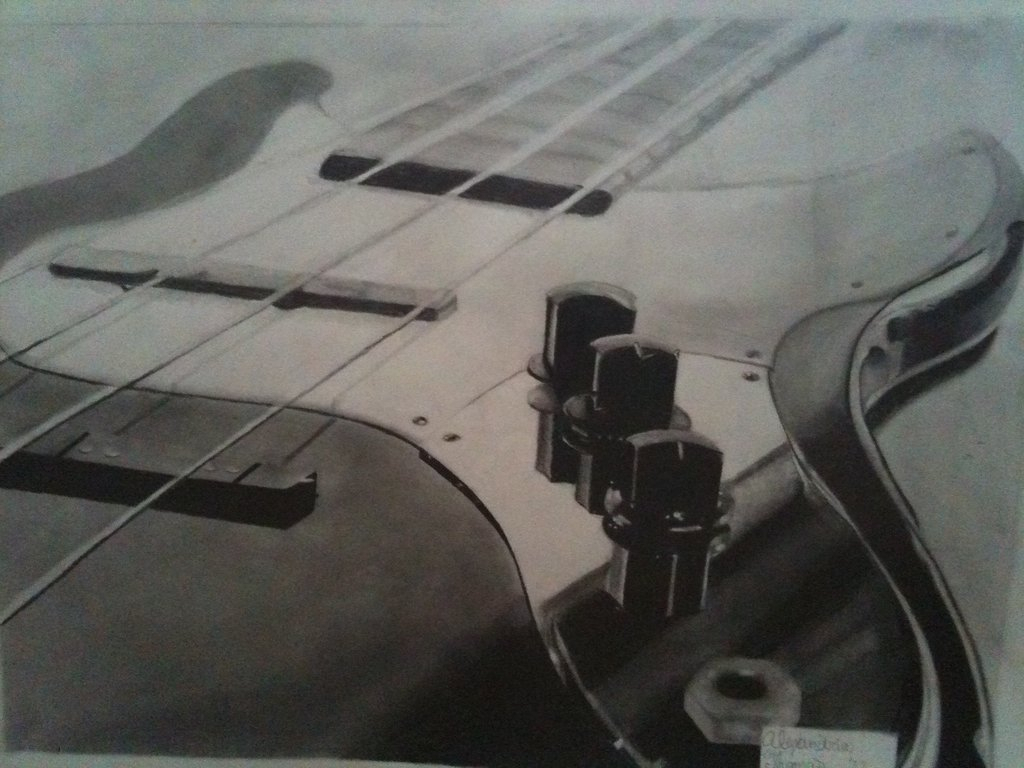 1024x768 Pencil Drawings Of Electric Guitars Bass Guitar Drawing By