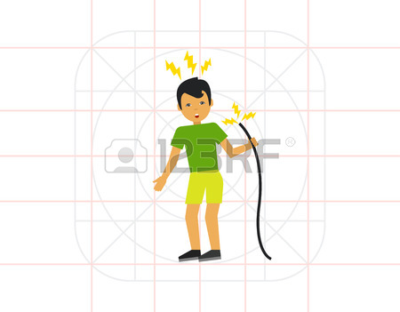 450x351 Illustration Of Man Getting Electric Shock From Cable. Accident