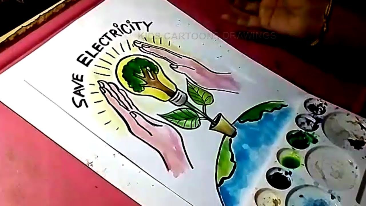 1280x720 How To Draw Save Electricity And Save The World Drawing For Kids