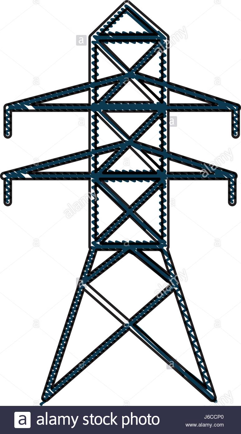 773x1390 Drawing Electricity Tower Distribution Energy Light Stock Vector