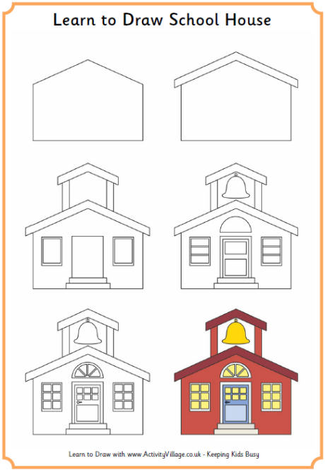 460x665 Learn To Draw A School House! Printables