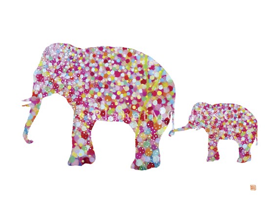 570x440 Elephant Mother And Child 8.5 X 11 Giclee Print.modern Nursery