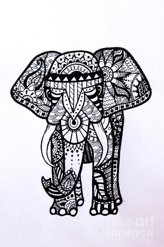 532x800 The Ornate Elephant Drawing By Kestra Bartholomew