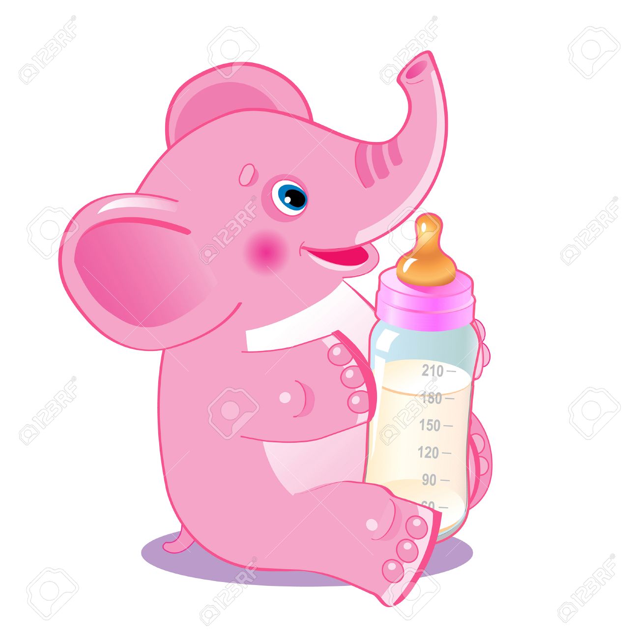 1292x1300 Cute Elephant. Elephant With Milk Bottle. Welcome Baby Girl