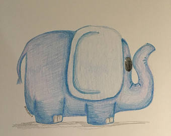 340x270 Elephant Drawing Etsy