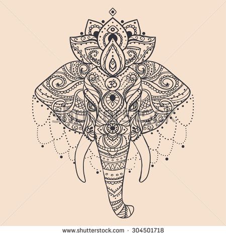 450x470 Lace Elephant Tattoo