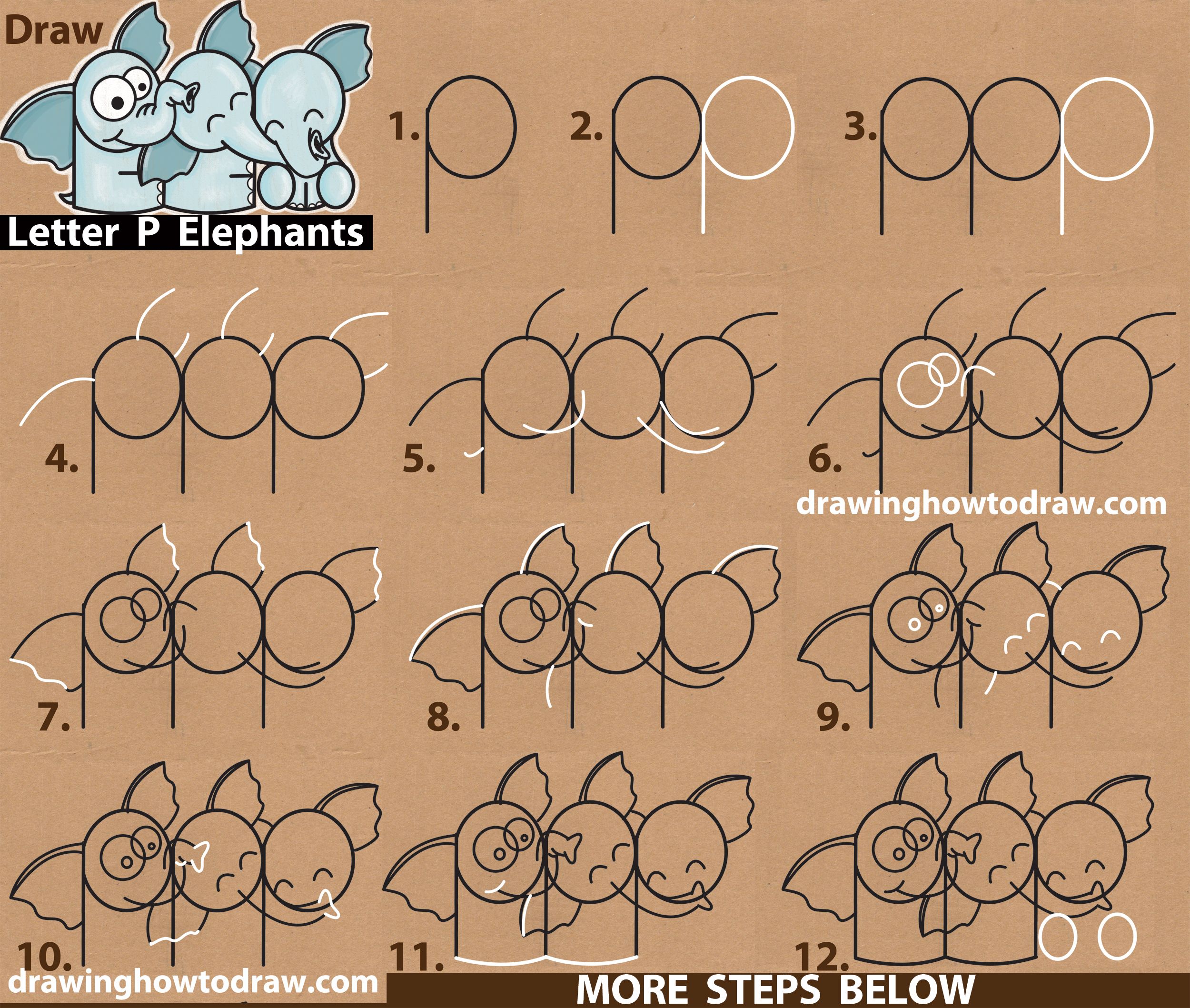 2500x2117 How To Draw Cute Cartoon Elephants Hugging From Letter