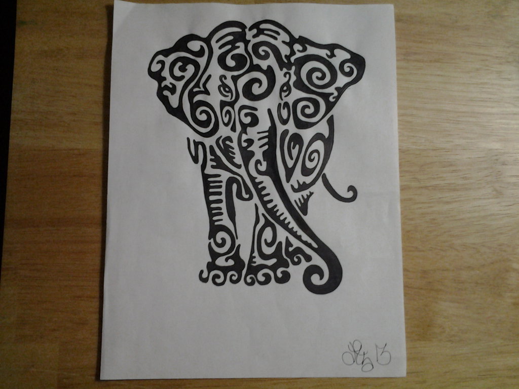 1024x768 Tribal Elephant By Lizzyj2217
