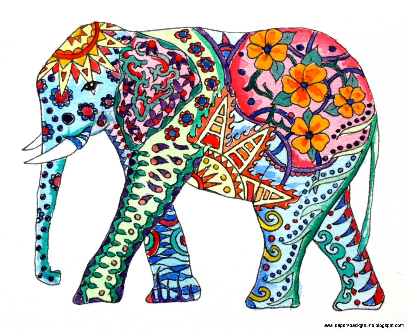 1381x1120 Colorful Elephant Tumblr Wallpapers Background