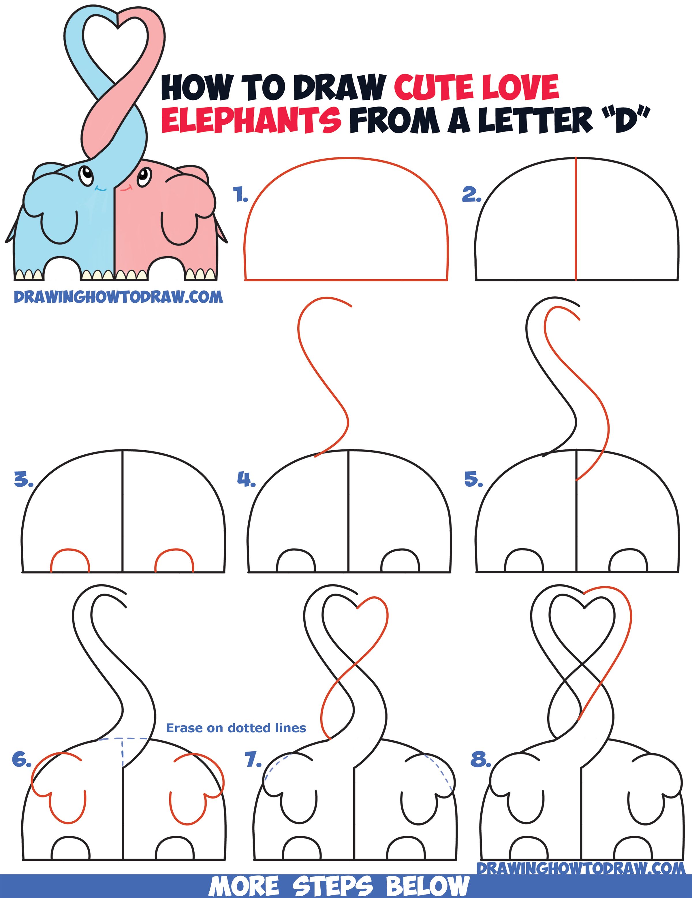 2400x3115 How To Draw Cute Kawaii Chibi Elephants In Love Forming A Heart