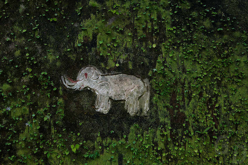 850x565 Elephant Drawing On A Rock Face In Phnom Kulen, Elephant Park