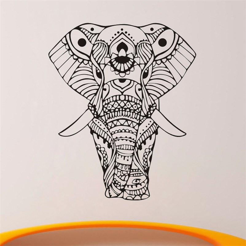 801x801 Mandala Indian Elephant Wall Stickers