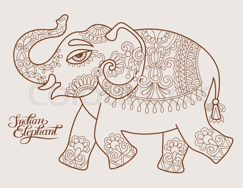 800x618 Original Stylized Ethnic Indian Elephant Pattern Drawing And Hand