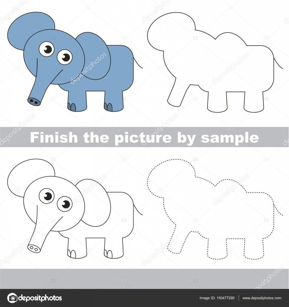 963x1024 Kid Drawing Worksheet To Complete Picture By Sample. Stock