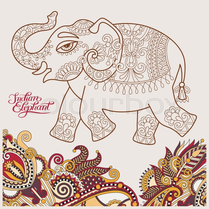 800x800 Original Stylized Ethnic Indian Elephant Pattern Drawing And Hand