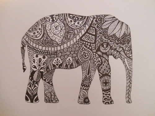 500x375 Zentangle Animals Animal Zentangle Patterns Elephant Drawing