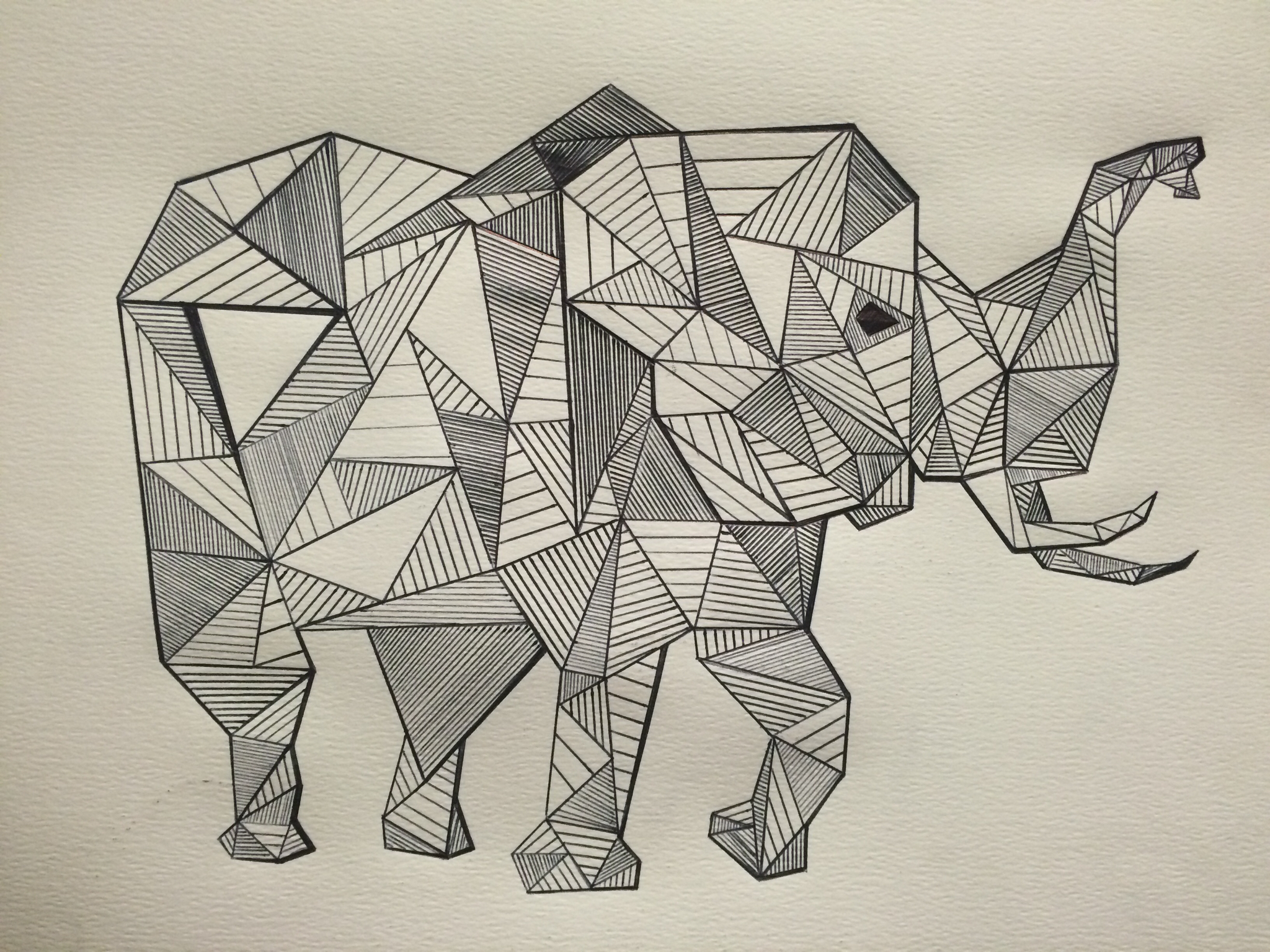 2048x1536 Geometric Elephant Pen Drawing