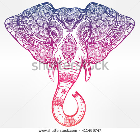 450x429 Vintage Mandala Vector Elephant With Tribal Ornaments. Ideal