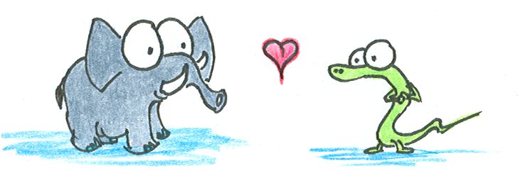 738x258 An Elephant And An Alligator In Love