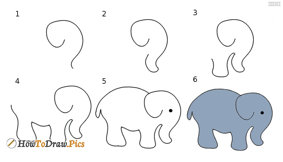 How To Draw An Easy Elephant Step By Step Safari Anim - vrogue.co