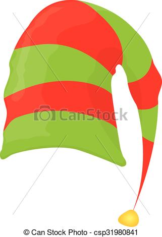 321x470 Cartoon Green Christmas Elf Hat. Vector Illustration Eps Vector