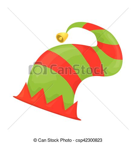 450x470 Cartoon Green Christmas Elf Hat. Vector Illustration Vector