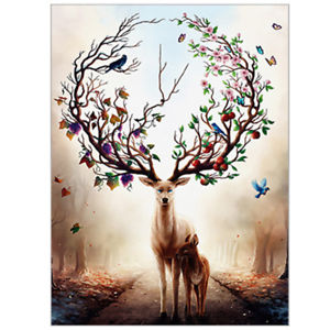 300x300 Large Body Elk Antler Drawing Canvas Print Poster Image Home