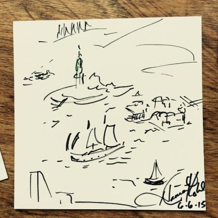 450x450 A Drawing I Made On Site Of My View Towards Ellis Island