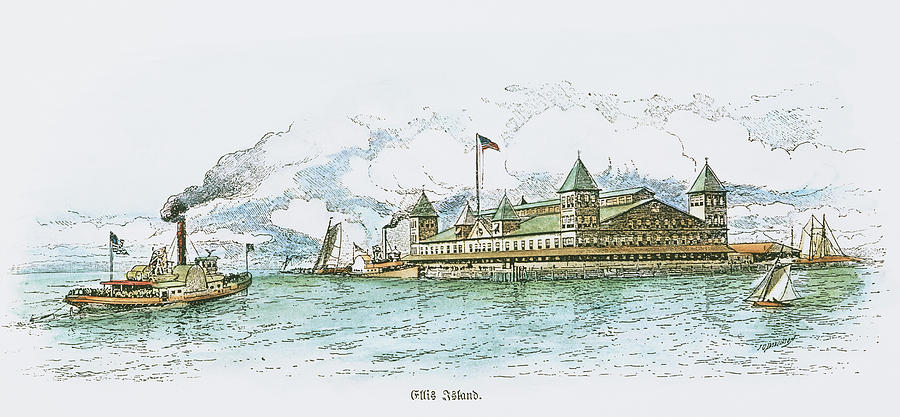900x417 Ellis Island, 1891 Drawing By Granger
