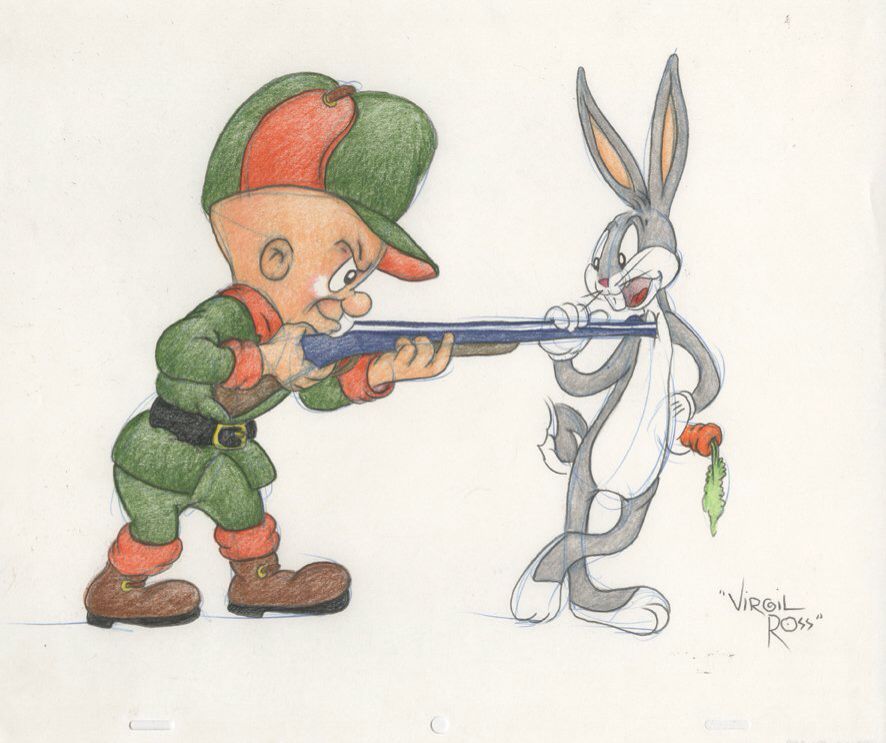 886x743 Virgil Ross Drawing Of Bugs Bunny And Elmer Fudd Crafts