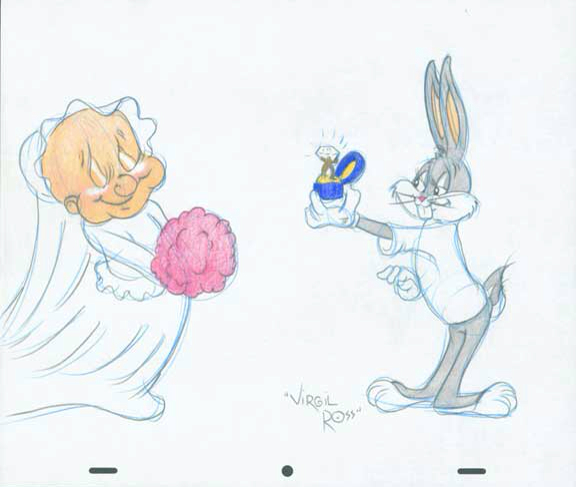 576x487 Virgil Ross Drawing Of Bugs Bunny And Elmer Fudd All Things Bugs