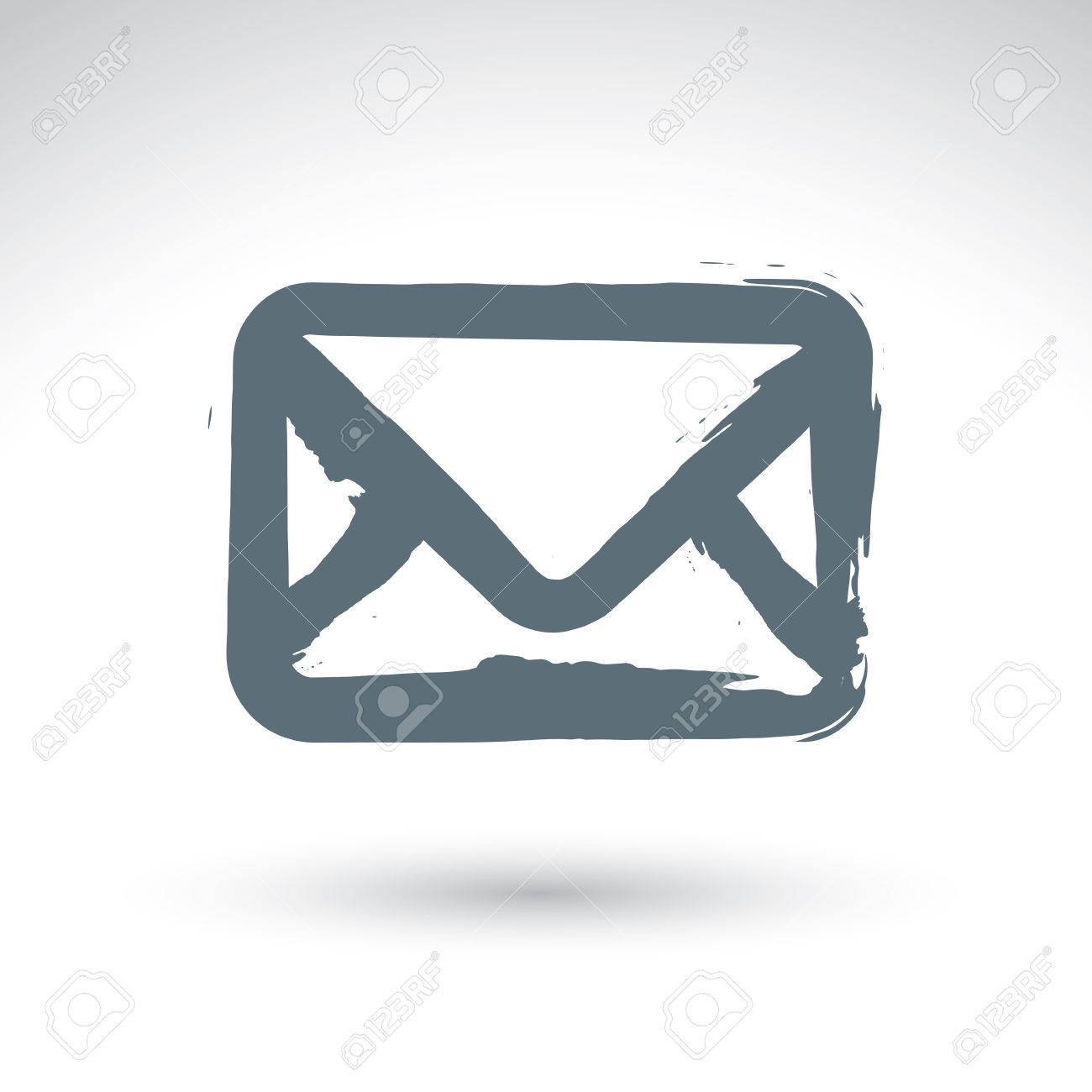 1300x1300 Hand Drawn Simple Vector Mail Icon, Brush Drawing Realistic Email