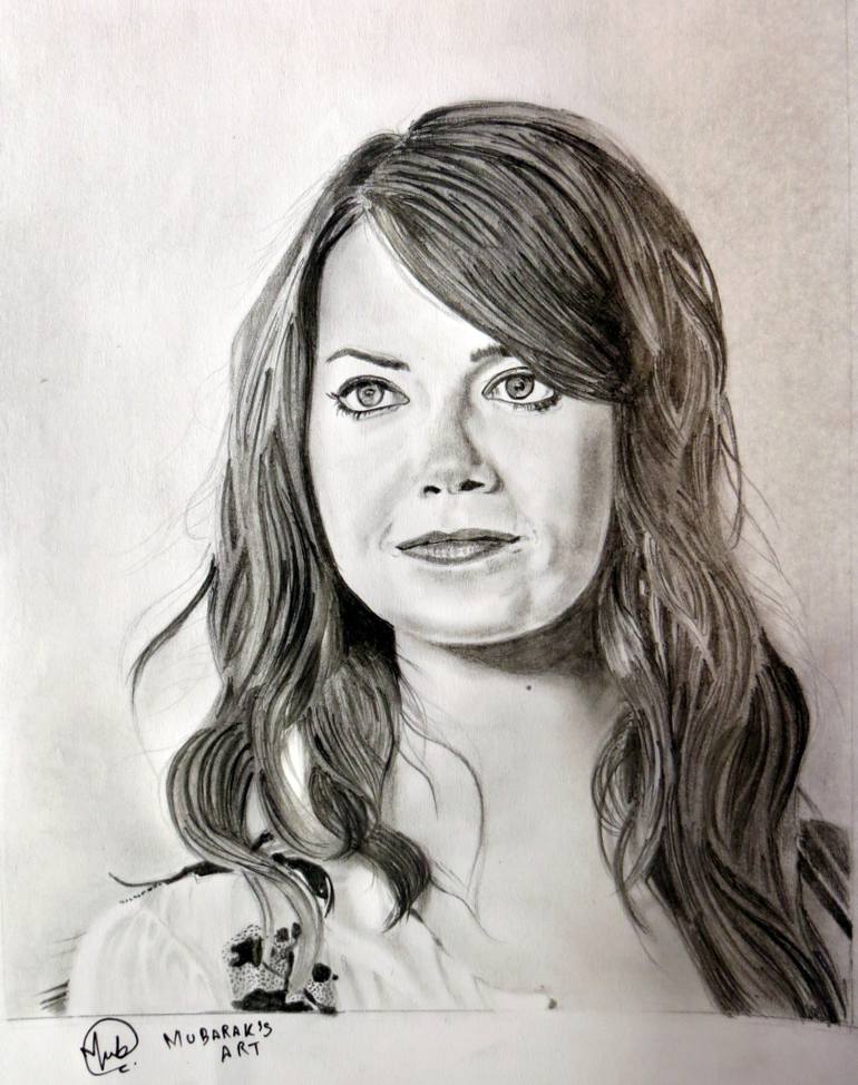 770x974 Saatchi Art Emma Stone Drawing By Mubarak Muhammad Ali Sorathiya