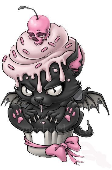 368x559 Sticker Cupcake Cat Kitty Kitten Punk Gothic Emo Day Of Dead Skull