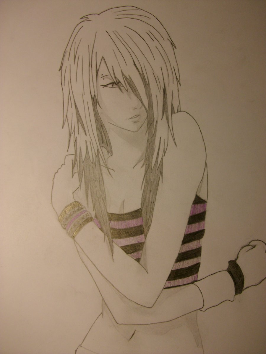 900x1200 Anime Emo Girl Drawing A Drawing Of An Emo Anime Girl Drawing