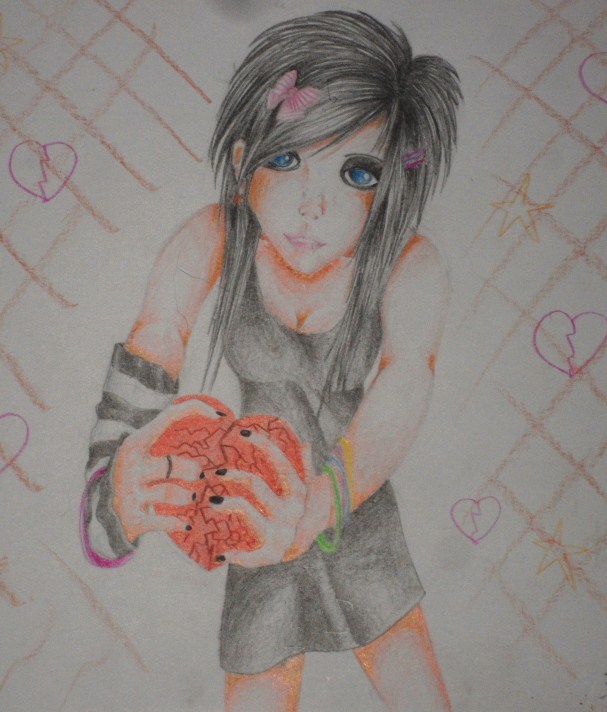 607x712 Emo Girl Holding Broken Heart By Xxthedrearyshadowxx
