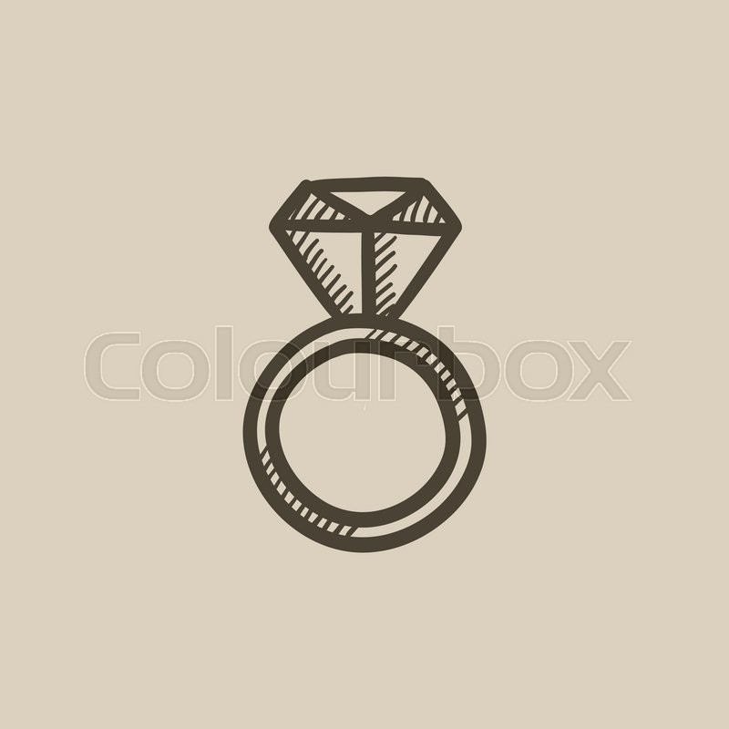 800x800 Engagement Ring With Diamond Vector Sketch Icon Isolated