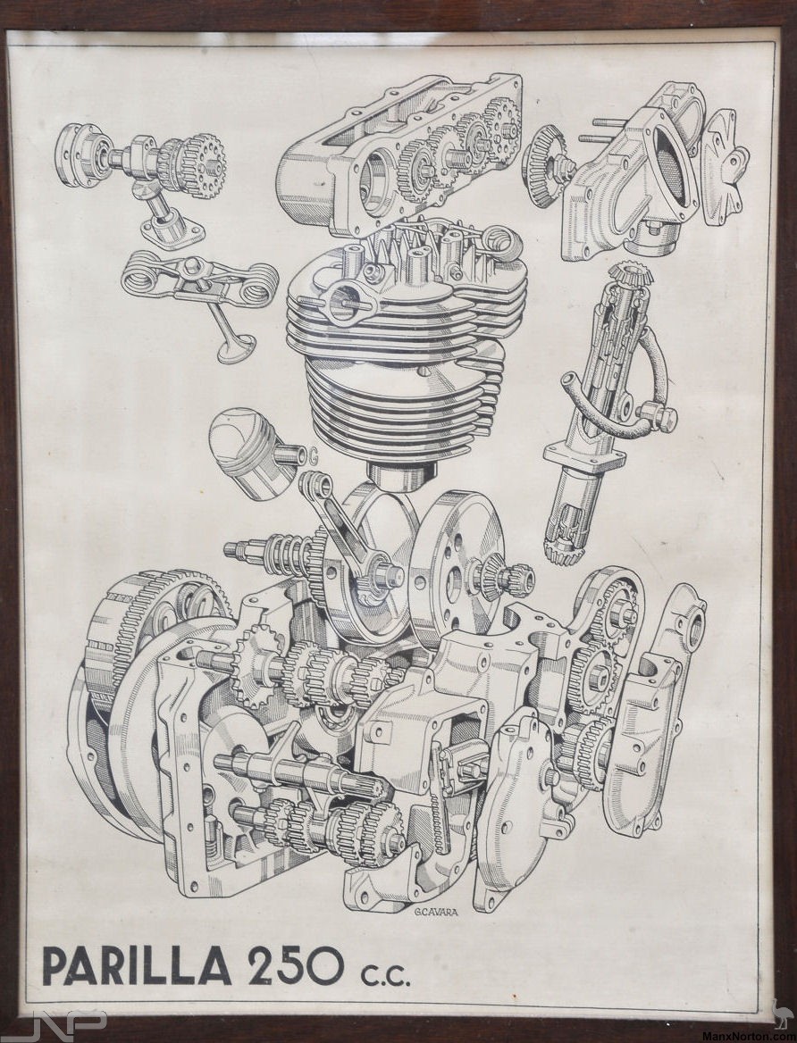 892x1168 Parilla 1965 Dohc 250cc Engine Drawing
