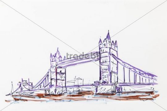 540x360 Tower Bridge, London, England, Great Britain, Drawing By Gerhard Kr