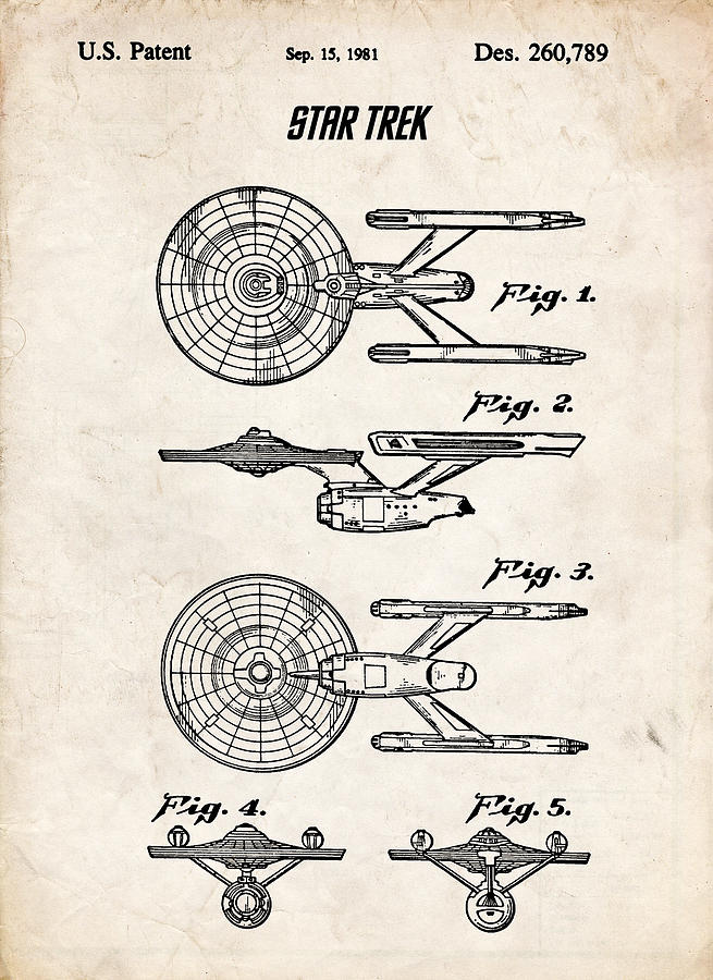 655x900 Star Trek Uss Enterprise Patent Art Drawing By Stephen Chambers