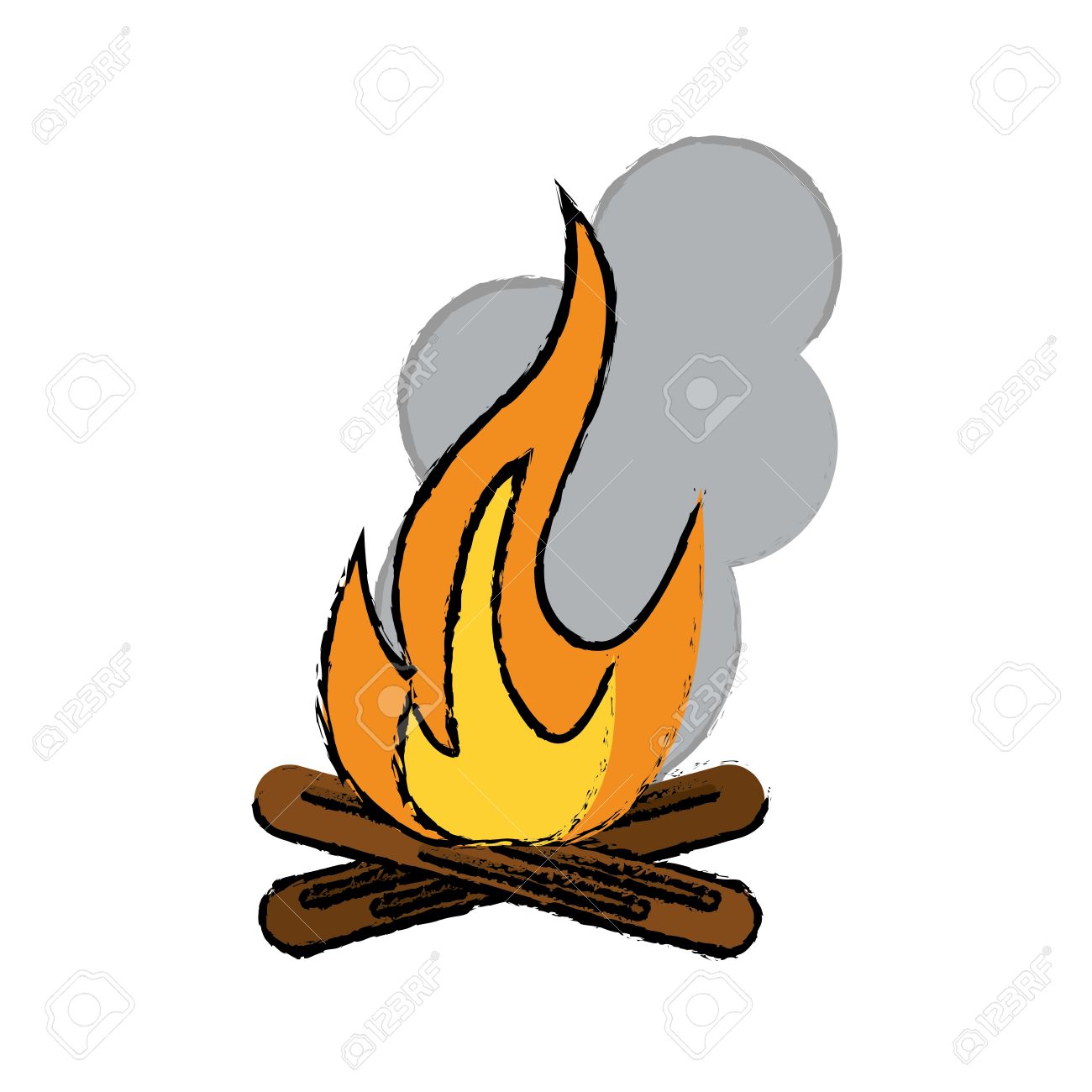 1300x1300 Drawing Campfire Woods Camping Vector Illustration Eps 10 Royalty