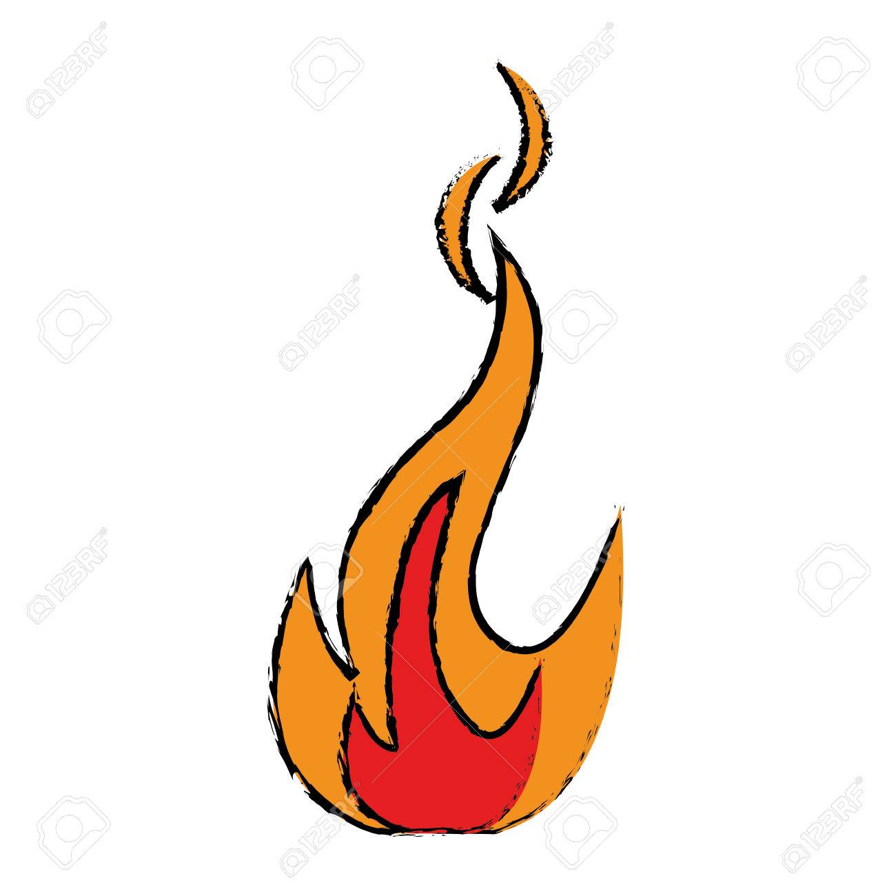 1300x1300 Drawing Fire Flame Bright Danger Icon Vector Illustration Eps